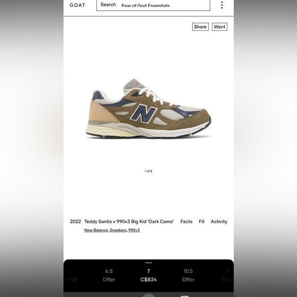 New Balance 990 v3 Dark Camo (Big Kid) - Picture 8 of 10